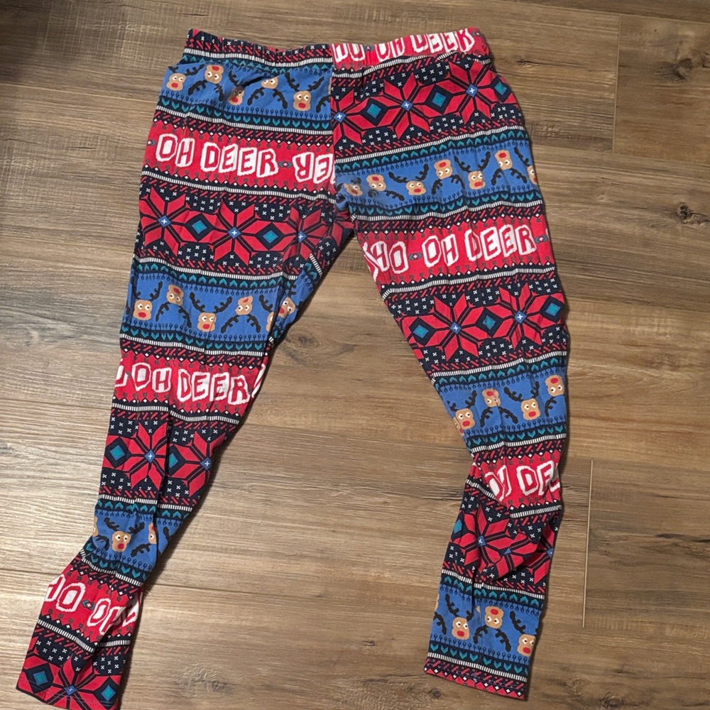 No Boundaries Kids Leggings - Red and Blue Festive Design